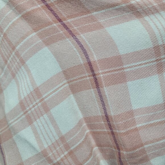 Hollister Pink Plaid Wrap Front Top Size Small Long Sleeve Casual Flannel Blouse - Picture 6 of 9